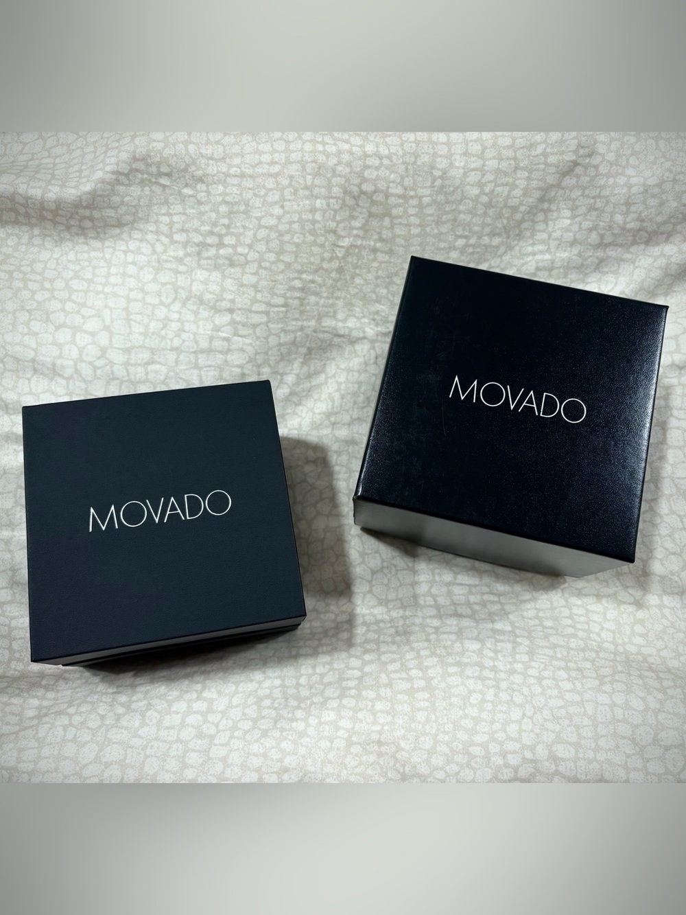 Movado Black and White Logo Dual Watch Boxes